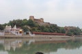 The famous and majestic Akhnoor Fort and Jia Pota Ghat as seen during boating from the Chenab river