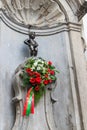 Famous Manneken Pis fountain in Brussels, Belgium. The symbol of Brussels