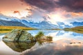 Famous Matterhorn peak and Stellisee alpine glacier lake,Valais,Switzerland Royalty Free Stock Photo