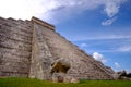 Famous Mayan pyramid in Chichen Itza with stone stairs Royalty Free Stock Photo