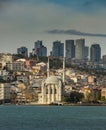 Famous Mecidiye Mosque in Ortakoy Royalty Free Stock Photo