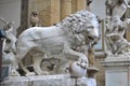 Famous Medici Lion statue by Vacca (1598). Sculpted of marble and located on Piazza della Signoria in Florence, Italy