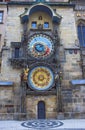 Famous medieval astronomical clock attached to the Old Town Hall Tower. Built in 1410, is the oldest clock in the world still in Royalty Free Stock Photo