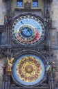 Famous medieval astronomical clock attached to the Old Town Hall Tower. Built in 1410, is the oldest clock in the world still in Royalty Free Stock Photo