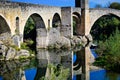 Famous medieval bridge of Besalu, Girona, Catalonia, Spain Royalty Free Stock Photo