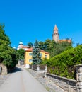 Famous medieval castle Bouzov, Czech Republic. National landmark built in 14 century. Famous tourist destination. Summer weather, Royalty Free Stock Photo