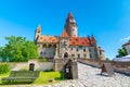 Famous medieval castle Bouzov, Czech Republic. National landmark built in 14 century. Famous tourist destination. Summer weather, Royalty Free Stock Photo