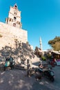 Medieval Clock Tower in Rhodes city, Greece Royalty Free Stock Photo