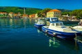 Beautiful cityscape and harbor with boats, Jelsa, Hvar island, Croatia Royalty Free Stock Photo