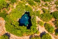 Famous Melissani lake on Kefalonia island, Karavomylos, Greece. On top of Melissani Cave (Melissani Lake) in Karavomylos