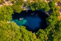 Famous Melissani lake on Kefalonia island, Karavomylos, Greece. On top of Melissani Cave (Melissani Lake) in Karavomylos village