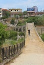 The famous Mesi bridge in Mes, Albania. Royalty Free Stock Photo