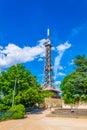 Famous metallic tower at fourviere hill in Lyon, France