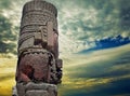 Famous Mexican Tula pyramids and statues from Toltec Empire near Teotihuacan site Royalty Free Stock Photo