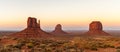 Famous Mitten Buttes or mesas, Monument Valley Navajo Tribal Park. Beautiful natural scenery at dusk. Arizona, USA Royalty Free Stock Photo