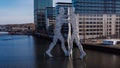 Famous Molecular Men sculpture in Berlin - CITY OF BERLIN, GERMANY - MARCH 11, 2021