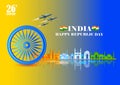 Famous monument of India on tricolor Indian background