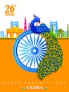 Famous monument of India on tricolor Indian background