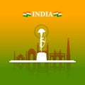 Famous monument of India on tricolor Indian background