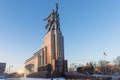The famous monument in Moscow at the Exhibition Center (VDNcH) in the morning sun