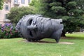 Famous monument shaped head called `Eros Blindfolded` artist Igor Mitoraj in Lugano Royalty Free Stock Photo