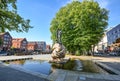 Famous Monument to fisherman, Klaipeda, Lithuania. Klaipeda city center.