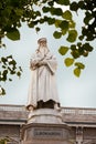 The famous monument to the great man Leonardo da Vinci. Milan Italy. 22.08.2020 Royalty Free Stock Photo