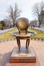 Famous Monument to writers Ilf and Petrov (twelfth chair) in Odessa, Ukraine