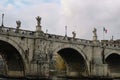 Famous monumental sant`angelo stone bridge in rome city center,vatican buildings