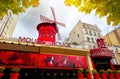 Famous Moulin Rouge Cabaret House in Pigalle Paris France.