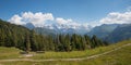 Famous mountain range Eiger Monch and Jungfrau, view from Schynige Platte, swiss alps Royalty Free Stock Photo