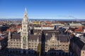 Famous munich marienplatz with town