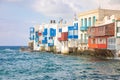 Famous Mykonos town colorfull little venice, Mykonos island, Cyclades, Greece