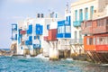 Famous Mykonos town colorfull little venice, Mykonos island, Cyclades, Greece