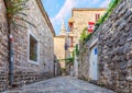 Famous narrow european streets of Budva, Montenegro