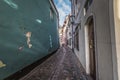 Famous narrow medieval architecture building street in old town Royalty Free Stock Photo