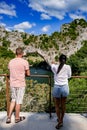 The famous natural bridge of Pont d'Arc in Ardeche department in France Ardeche Royalty Free Stock Photo