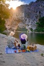 The famous natural bridge of Pont d'Arc in Ardeche department in France Ardeche Royalty Free Stock Photo