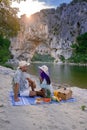 The famous natural bridge of Pont d'Arc in Ardeche department in France Ardeche Royalty Free Stock Photo