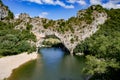 The famous natural bridge of Pont d'Arc in Ardeche department in France Ardeche Royalty Free Stock Photo