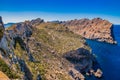 Spain Mallorca, mountain cliffs at coast of cape de Formentor Royalty Free Stock Photo