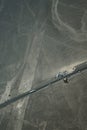 The famous Nazca Lines in Peru, here you can see the figure of a Iguana lizard, the hands and Arbol tree. Royalty Free Stock Photo