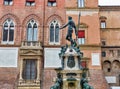 Famous Neptune fountain in Bologna, Italy