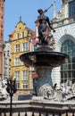 Famous Neptune fountain at Dlugi Targ square. Royalty Free Stock Photo