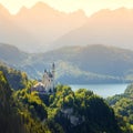 Famous Neuschwanstein Castle, fairy-tale palace on a rugged hill above the village of Hohenschwangau near FÃ¯Â¿Â½ssen Royalty Free Stock Photo