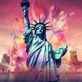the famous New York many graffiti Statue of Liberty generative AI