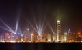 Famous night scenes of rays show in Hong Kong