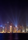 Famous night scenes of rays show in Hong Kong