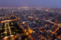 Famous Night view of Paris with the Seine river from the Eiffel