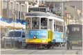 Famous 28 number yellow tram in Lisbon, Portugal